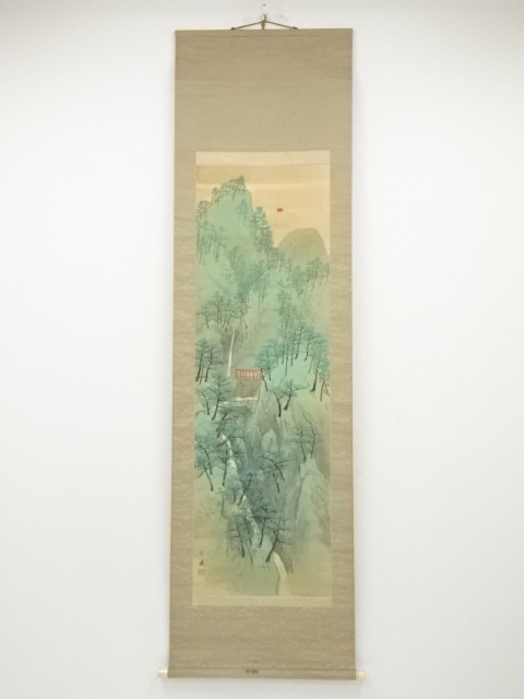 JAPANESE HANGING SCROLL / HAND PAINTED / MT. HORAI / BY SHUNO NAKAJIMA